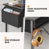 Computer Desk Small Home Office Bedroom Writing Study PC Table with Storage Space Fabric Side Bag Headphone Hook Metal Frame Adjustable