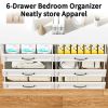6 Drawer Dresser for Bedroom, Modern Metal Storage Chest with Smooth-Glide Drawers, Space-Saving Storage Cabinet for Closet, Hallway, Entryway
