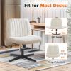 Cross Legged Office Living Room Rocking Gaming Chair Armless Wide Desk Adjustable Swivel Fabric Task Vanity Home Office