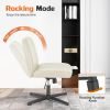 Cross Legged Office Living Room Rocking Gaming Chair Armless Wide Desk Adjustable Swivel Fabric Task Vanity Home Office