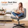 Cross Legged Office Living Room Rocking Gaming Chair Armless Wide Desk Adjustable Swivel Fabric Task Vanity Home Office