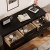 7 Drawer Dresser For Bedroom, Wood Storage Cabinet With Black Handles, Modern Closet Of Drawers for Living Room