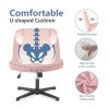 Cross Legged Office Living Room Rocking Gaming Chair Armless Wide Desk Adjustable Swivel Fabric Task Vanity Home Office