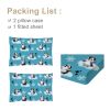 Penguin Bedding Set for Kids Boys Girls Antarctic Animal Sheet Set Cartoon Style Penguin Illustration Fitted Sheet