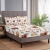 3pcs Little Cow And Duck Pet Theme Children's Fun Style Minimalist Comfort Series Bed Sheet And Two Pillowcases Bedding For All Seasons Use