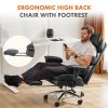 Executive Home Office Desk Chair Ergonomic High Back with Footrest & Lumbar Support, Reclining Height Adjustable PU Leather with Swivel Wheels