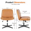 Cross Legged Office Living Room Rocking Gaming Chair Armless Wide Desk Adjustable Swivel Fabric Task Vanity Home Office
