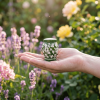 Floral pottery urns for ashes