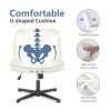 Cross Legged Office Living Room Rocking Gaming Chair Armless Wide Desk Adjustable Swivel Fabric Task Vanity Home Office