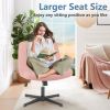 Cross Legged Office Living Room Rocking Gaming Chair Armless Wide Desk Adjustable Swivel Fabric Task Vanity Home Office