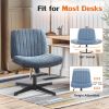 Cross Legged Office Living Room Rocking Gaming Chair Armless Wide Desk Adjustable Swivel Fabric Task Vanity Home Office
