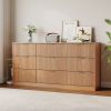 Fluted Dresser For Bedroom, Wood Storage Cabinet With Golden Metal Handles, Modern Closet Of Drawers for Living Room