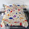3pcs Whimsical Mushroom Pattern Comforter Set, Breathable Reversible Bedding 3 Piece, Soft Cozy Bed Set for Bedroom Dorm Guest Room