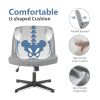 Cross Legged Office Living Room Rocking Gaming Chair Armless Wide Desk Adjustable Swivel Fabric Task Vanity Home Office
