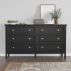 6 Drawer Dresser For Bedroom, Wood Storage Cabinet With Black Handles, Modern Closet Of Drawers for Living Room