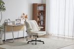 Leather Criss Cross Chair with Flip-Up Armrests, Cross Legged Office Chair on Wheels