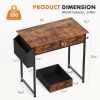 Computer Desk Small Home Office Bedroom Writing Study PC Table with Storage Space Fabric Side Bag Headphone Hook Metal Frame Adjustable