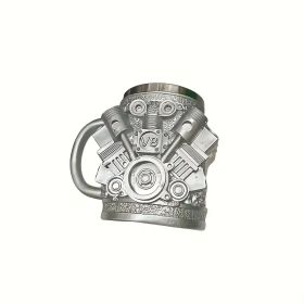 V6/V8 Engine Design Mug - Heavy-Duty Metal Construction, Double-Wall Insulated Cup With Non-Slip Grip - Vintage Automotive Beer Cup, Coffee Mug Gift F (Option: V8)