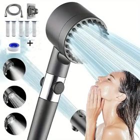 Shower Head, High Pressure Flow Multiple Modes, 5 Layers Filter, Hard Water Power Rinse, With Switch, Suitable For Pet Bathing, Vertical Shower, White (Option: Upgraded9piecesetwith5filters)