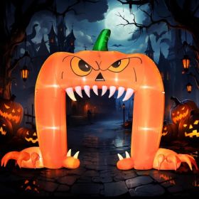 12FT Halloween Inflatables Decoration Giant Ghost With 3-Colored Flame Rotation LED Light Spooky Halloween Decorations Outdoor Blow Up Yard Decoration (Option: PumpkinFaceArchway)
