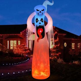 12FT Halloween Inflatables Decoration Giant Ghost With 3-Colored Flame Rotation LED Light Spooky Halloween Decorations Outdoor Blow Up Yard Decoration (Option: 12FTGhost)