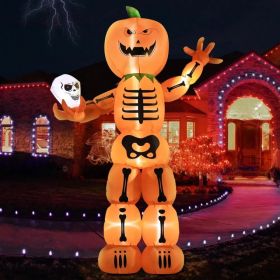 12FT Halloween Inflatables Decoration Giant Ghost With 3-Colored Flame Rotation LED Light Spooky Halloween Decorations Outdoor Blow Up Yard Decoration (Option: PumpkinMan)